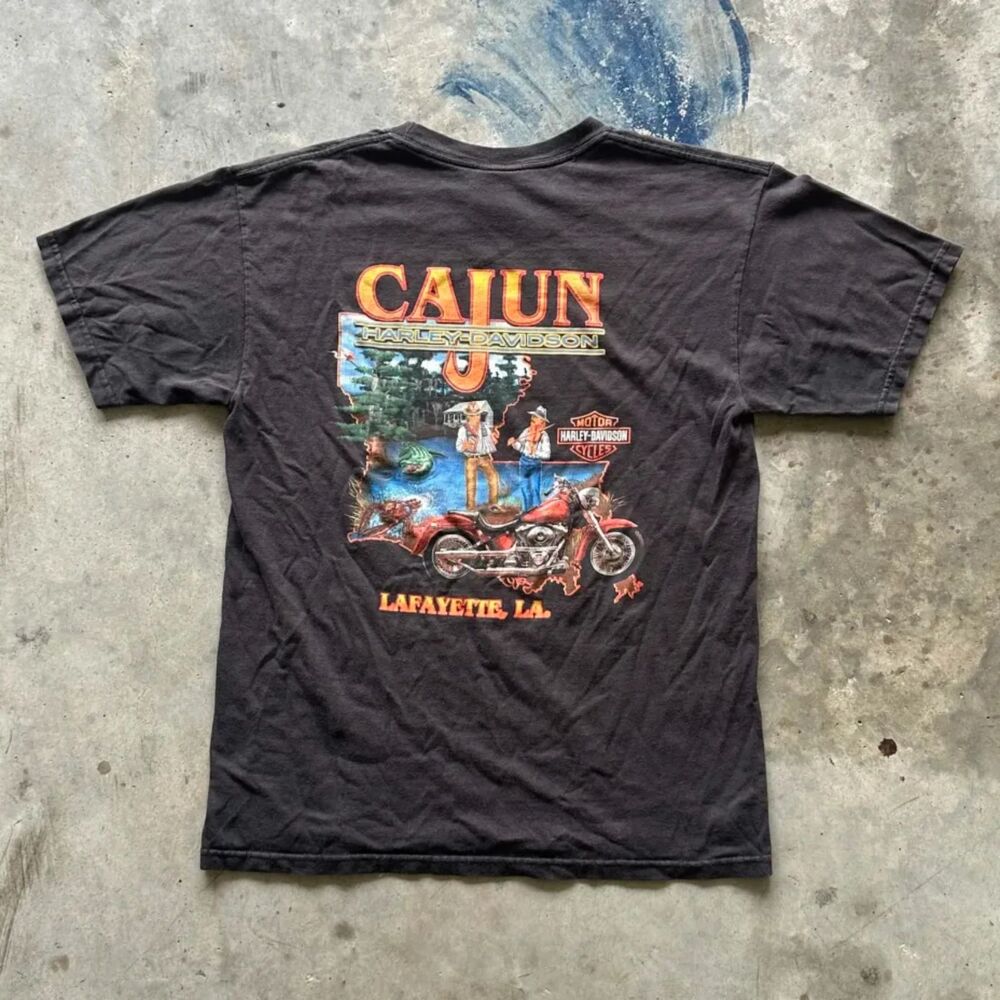 Vintage Harley Davidson Cajun Lafayette LA T-Shirt Size M